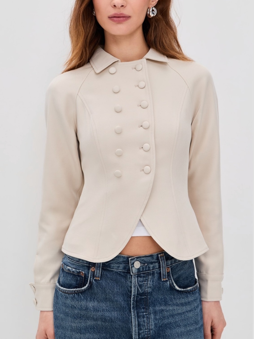 Lioness Cream Military-Inspired Fitted Blazer, Size Small, NWT